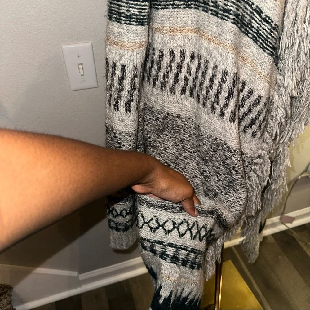 CAbi Gray and Black Patterned Cardigan